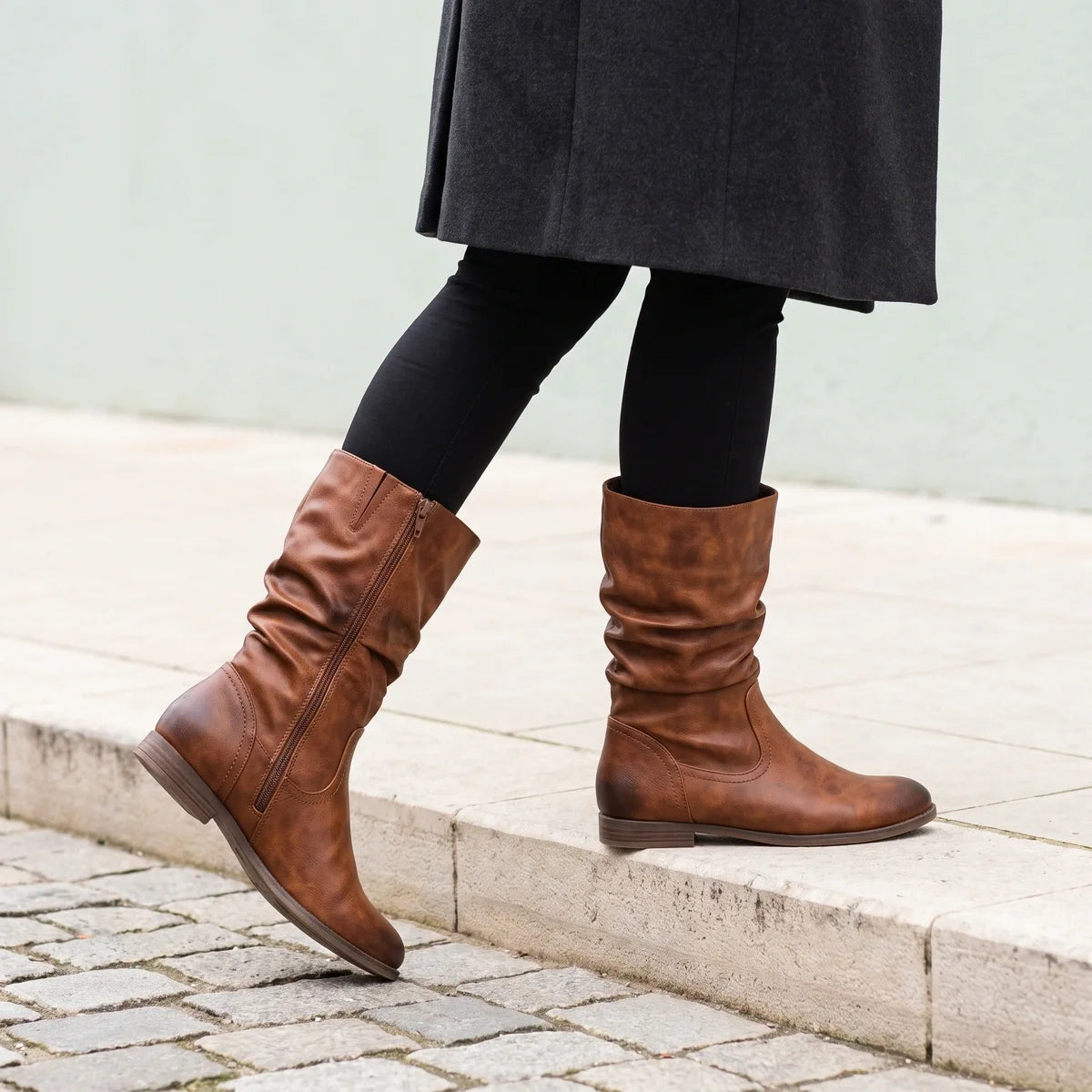Gloriana Slouch Shaft Flat Mid Calf Boots