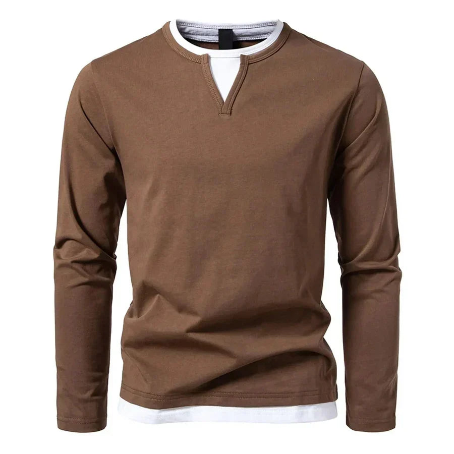 Men's Henley Sweater, Long Sleeves, Split Neckline
