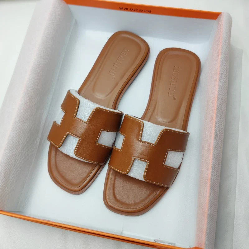 Grace | Women's Open Toe H Strap Slip On Sandals with Low Heel