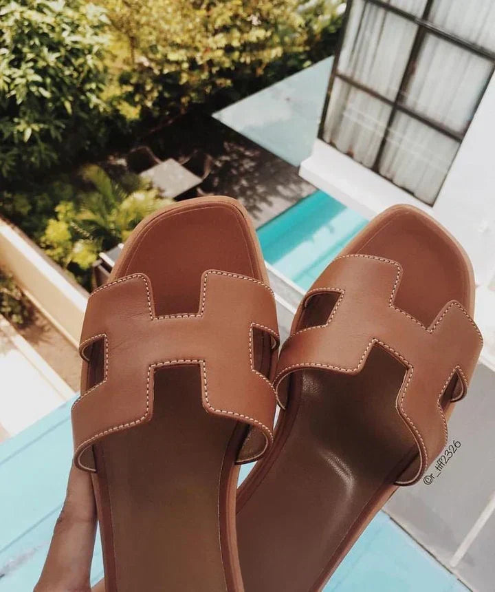 Grace | Women's Open Toe H Strap Slip On Sandals with Low Heel