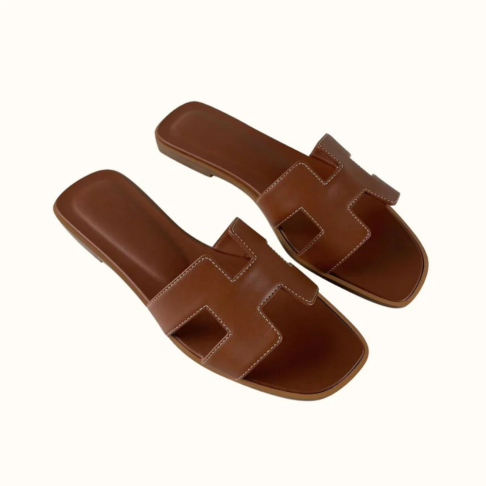 Grace | Women's Open Toe H Strap Slip On Sandals with Low Heel