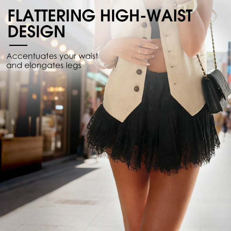 Grace | Women's Pleated Lace Trim Midi Skirt