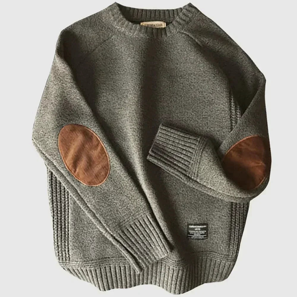 Fabian | Mens Classic Knit Sweater with Elbow Patches — Winter Knit in 4 Colors M–5XL | Westmere
