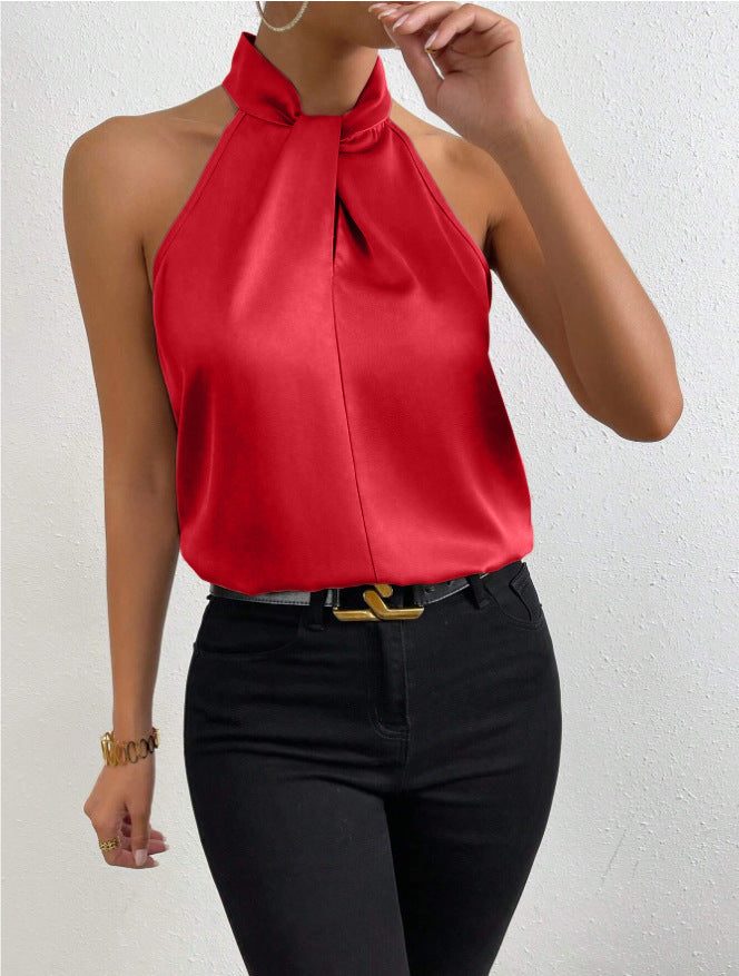 Graziella | Silk Halterneck Sleeveless Top for Women