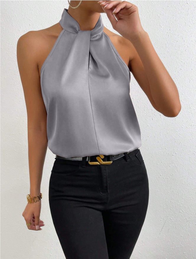 Graziella | Silk Halterneck Sleeveless Top for Women