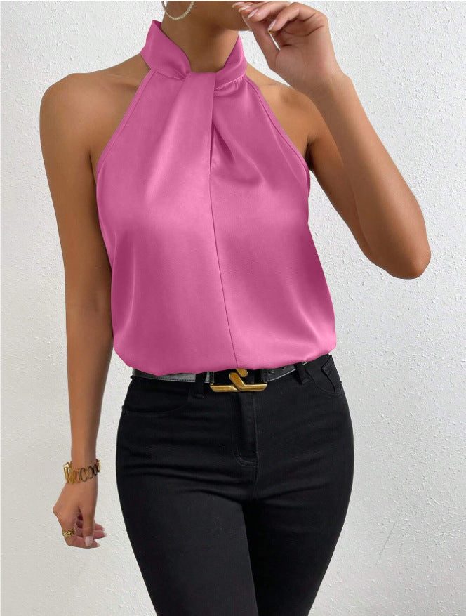 Graziella | Silk Halterneck Sleeveless Top for Women