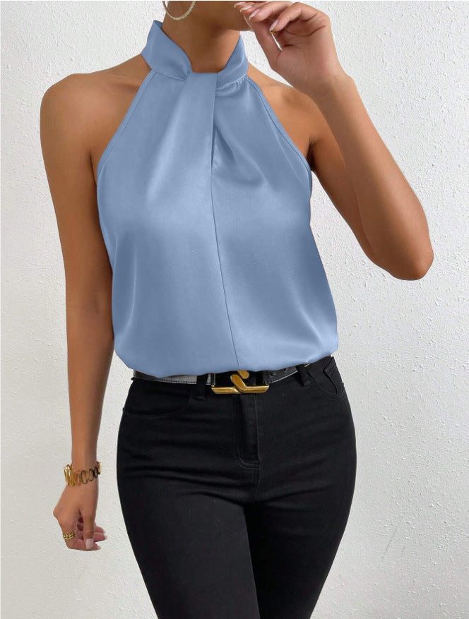 Graziella | Silk Halterneck Sleeveless Top for Women