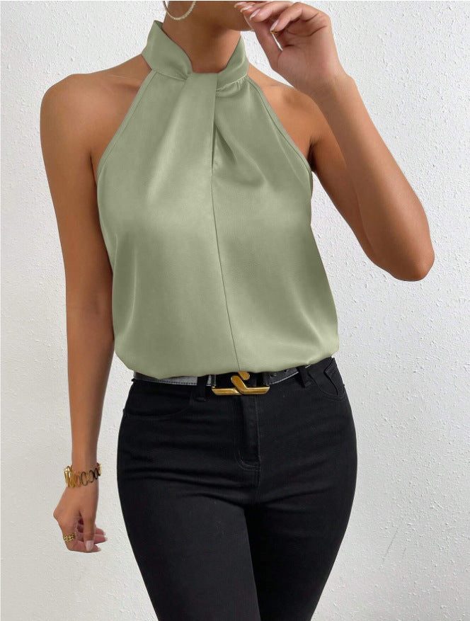Graziella | Silk Halterneck Sleeveless Top for Women