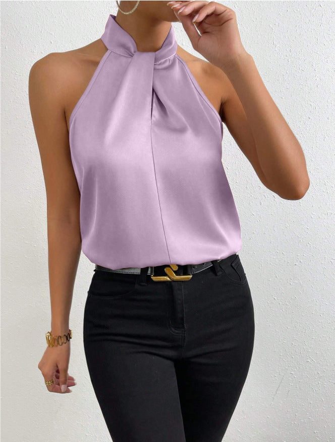 Graziella | Silk Halterneck Sleeveless Top for Women