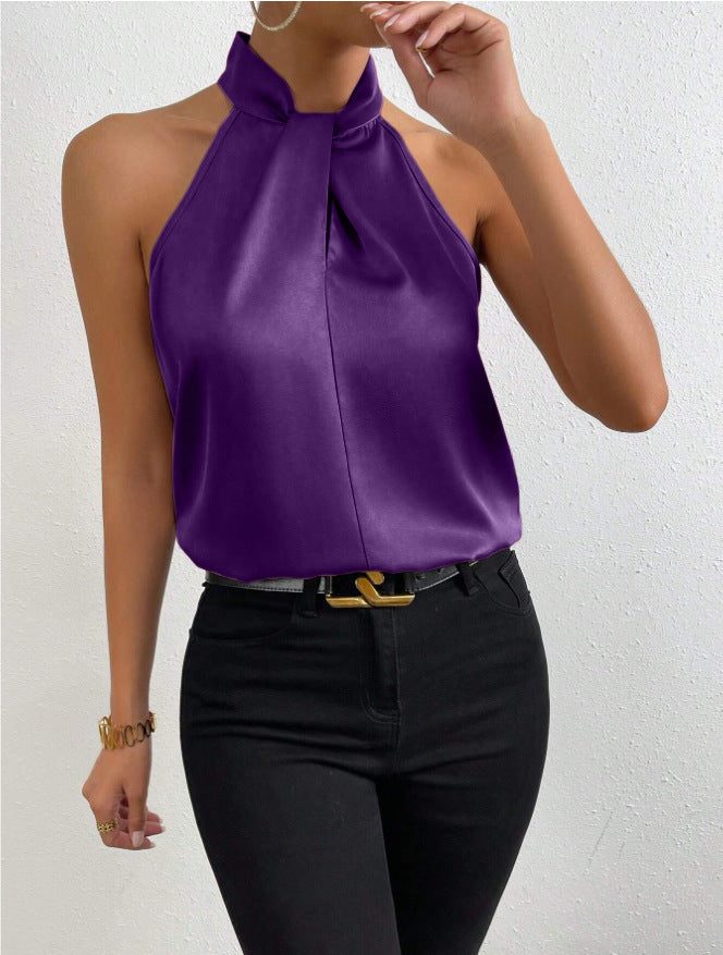 Graziella | Silk Halterneck Sleeveless Top for Women