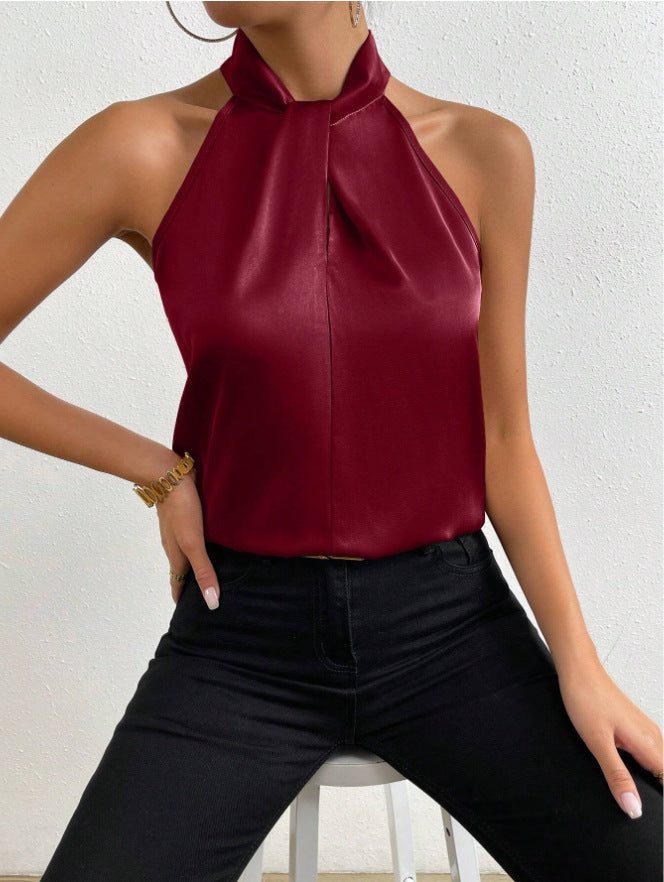 Graziella | Silk Halterneck Sleeveless Top for Women