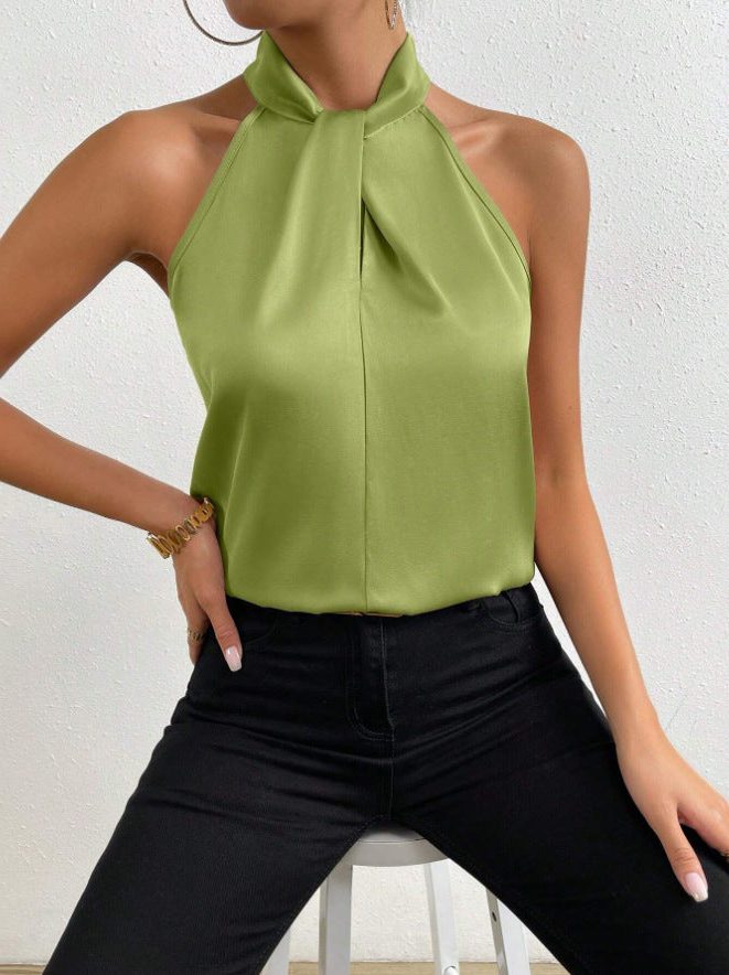 Graziella | Silk Halterneck Sleeveless Top for Women