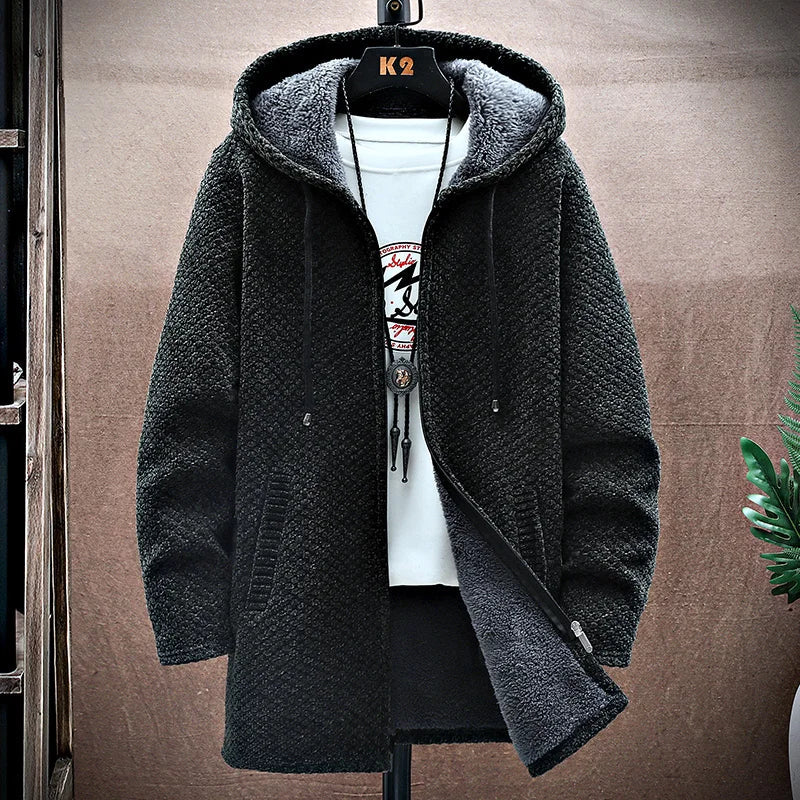 Seth | Mens Wool Cashmere Blend Hooded Jacket | Fleece-Lined, Deep Pockets | White, Green, Black and More XS-XXL