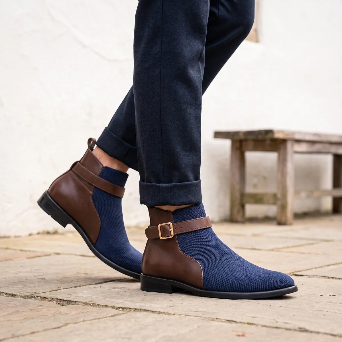 Griffin Two Tone Strap Chelsea Boots