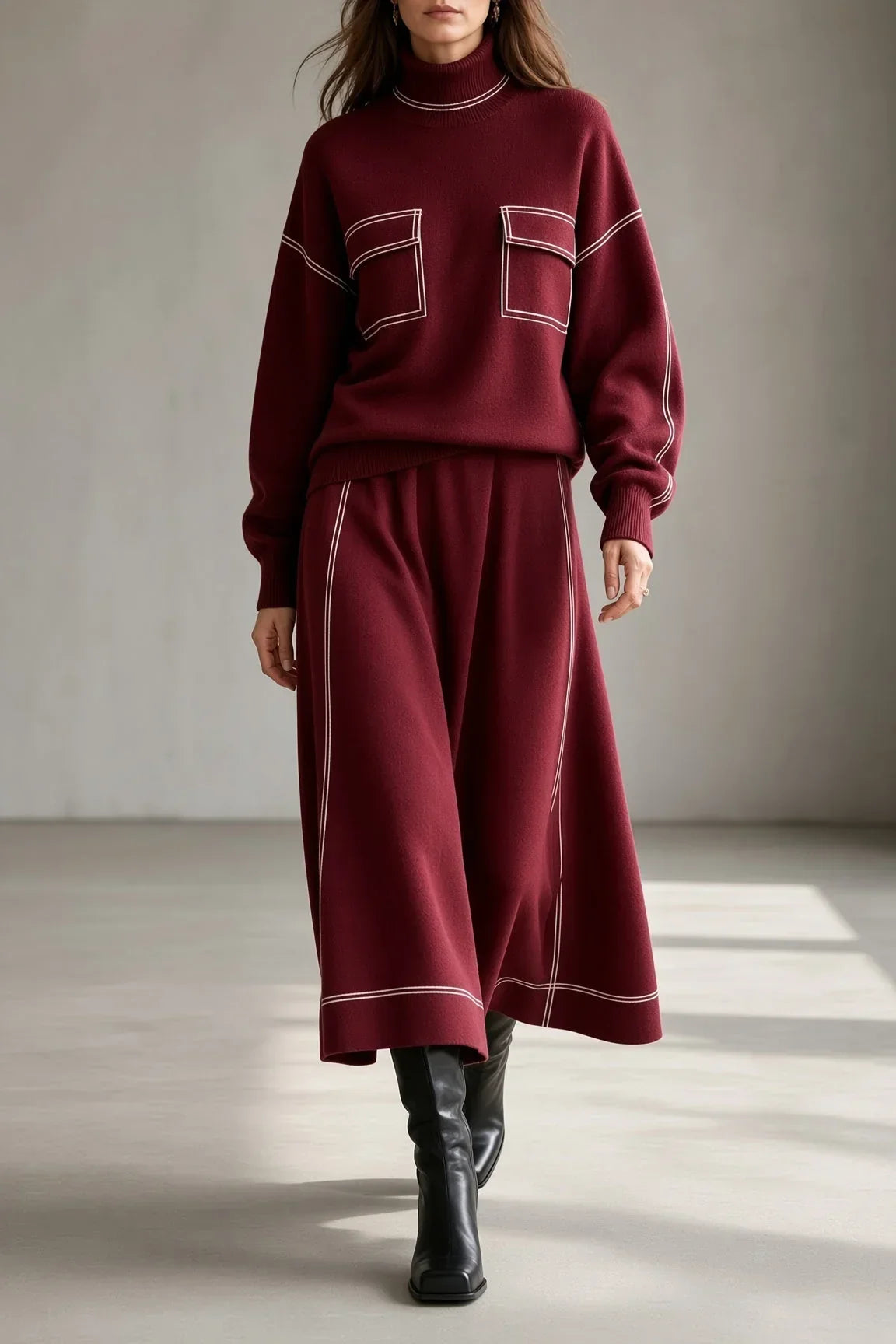 TALIA | SIGNATURE CONTRAST-STITCH TWO-PIECE SET