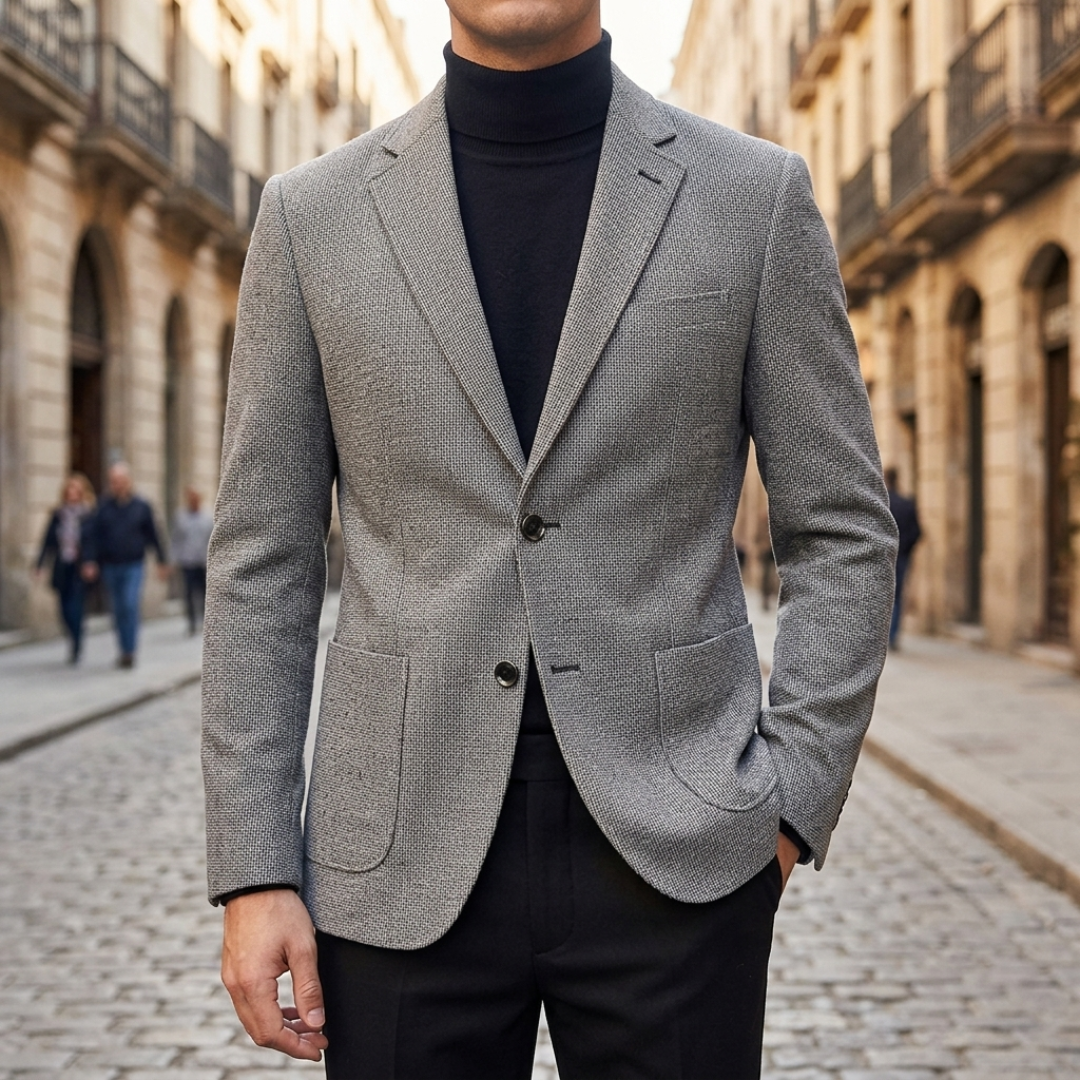 Men's Slim Blazer, Notched Lapels, Two Button Front