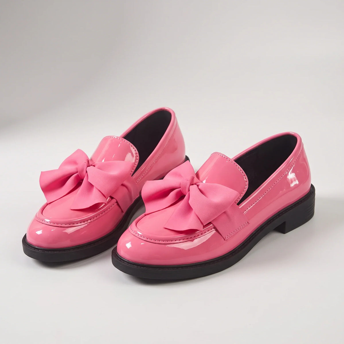 Gwendoline | Slip On Bow Loafer Platform Shoes with Chunky Heel