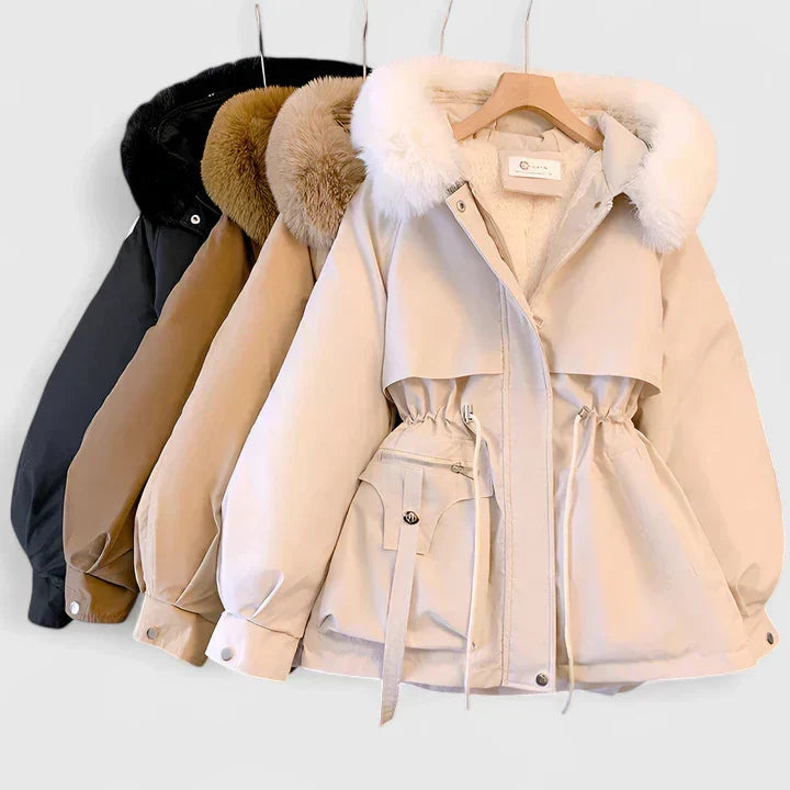 Aya | Womens Padded Winter Jacket | Wind and Water Resistant, Hood or High Collar | Black, Brown, Khaki, White M-3XL