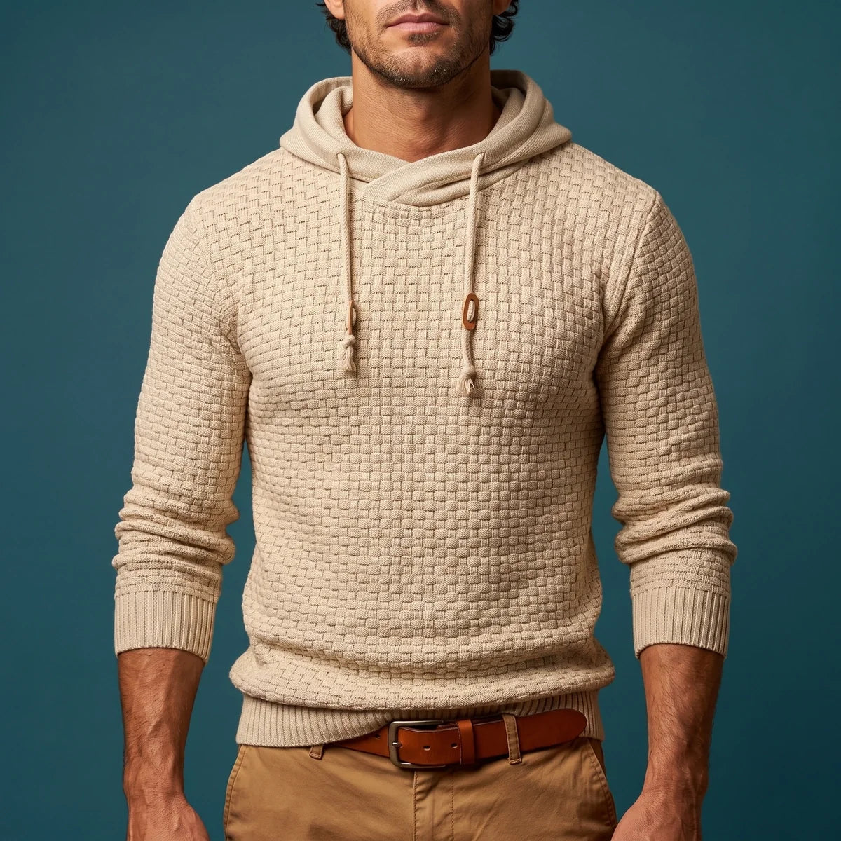 Hadley Waffle Knit Pullover Hoodie
