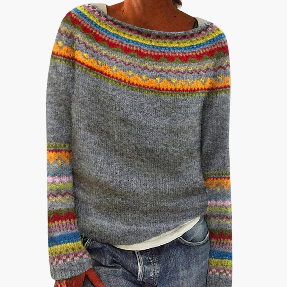 Hannah | Women's Sweater Fair Isle Knit Long-Sleeve Sweater
