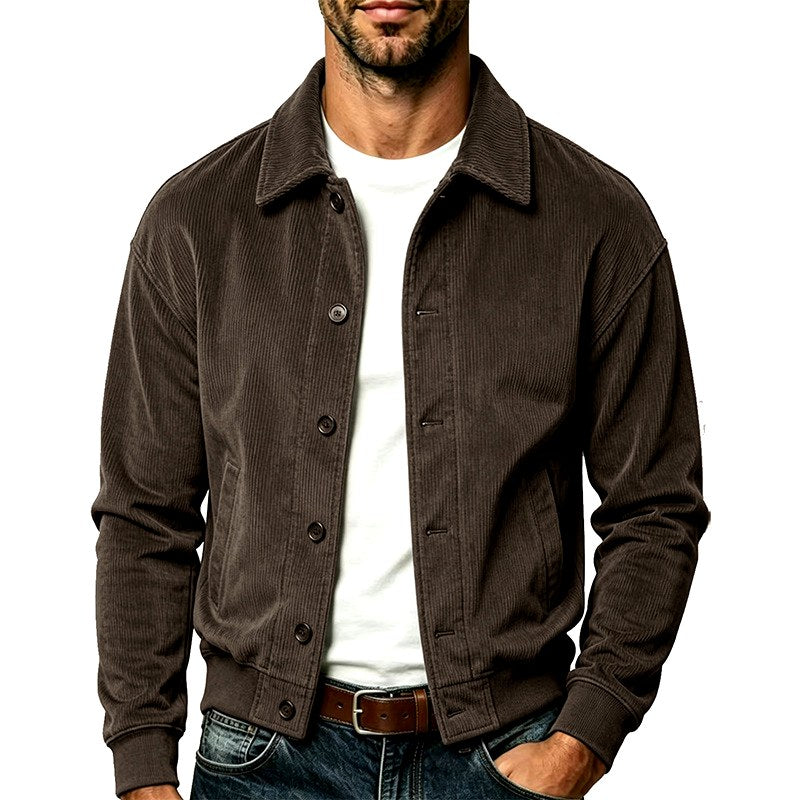 Harold - Men's Slanted-Pocket Corduroy Button-Front Jacket