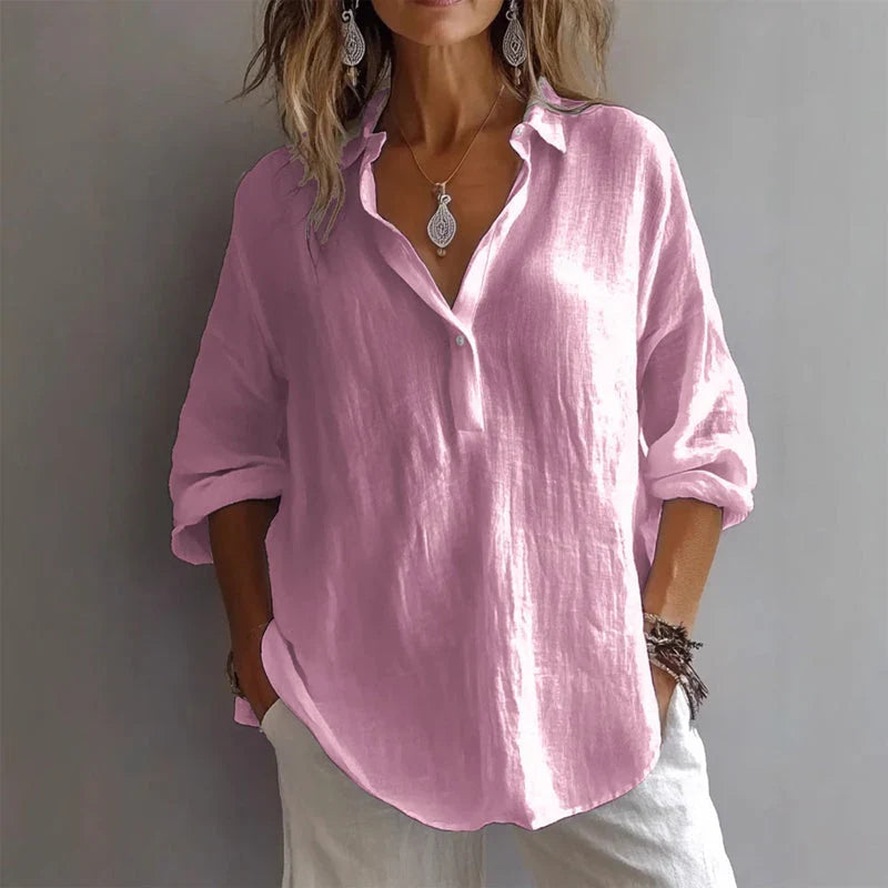 Harriet | Women's Shirt Blouse with Collar and Button Front