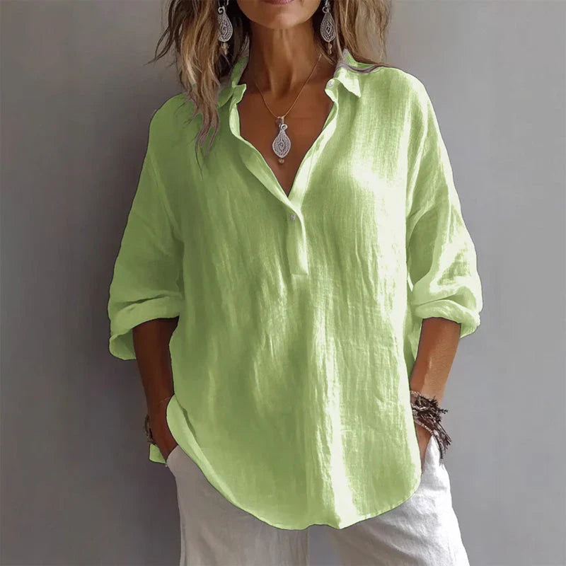 Harriet | Women's Shirt Blouse with Collar and Button Front