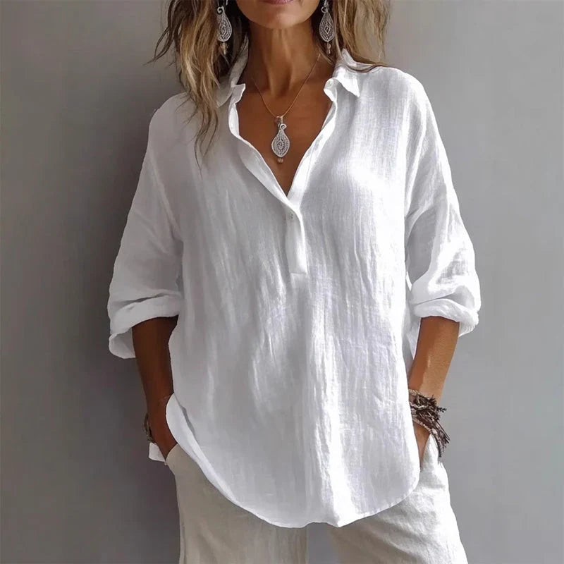 Harriet | Women's Shirt Blouse with Collar and Button Front