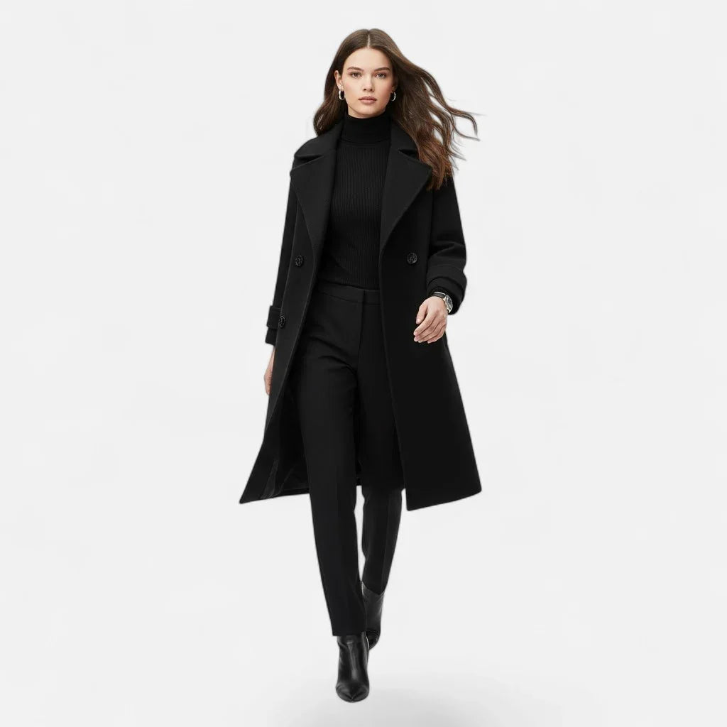 Heather | Women's Double Breasted Coat with Lapel Collar