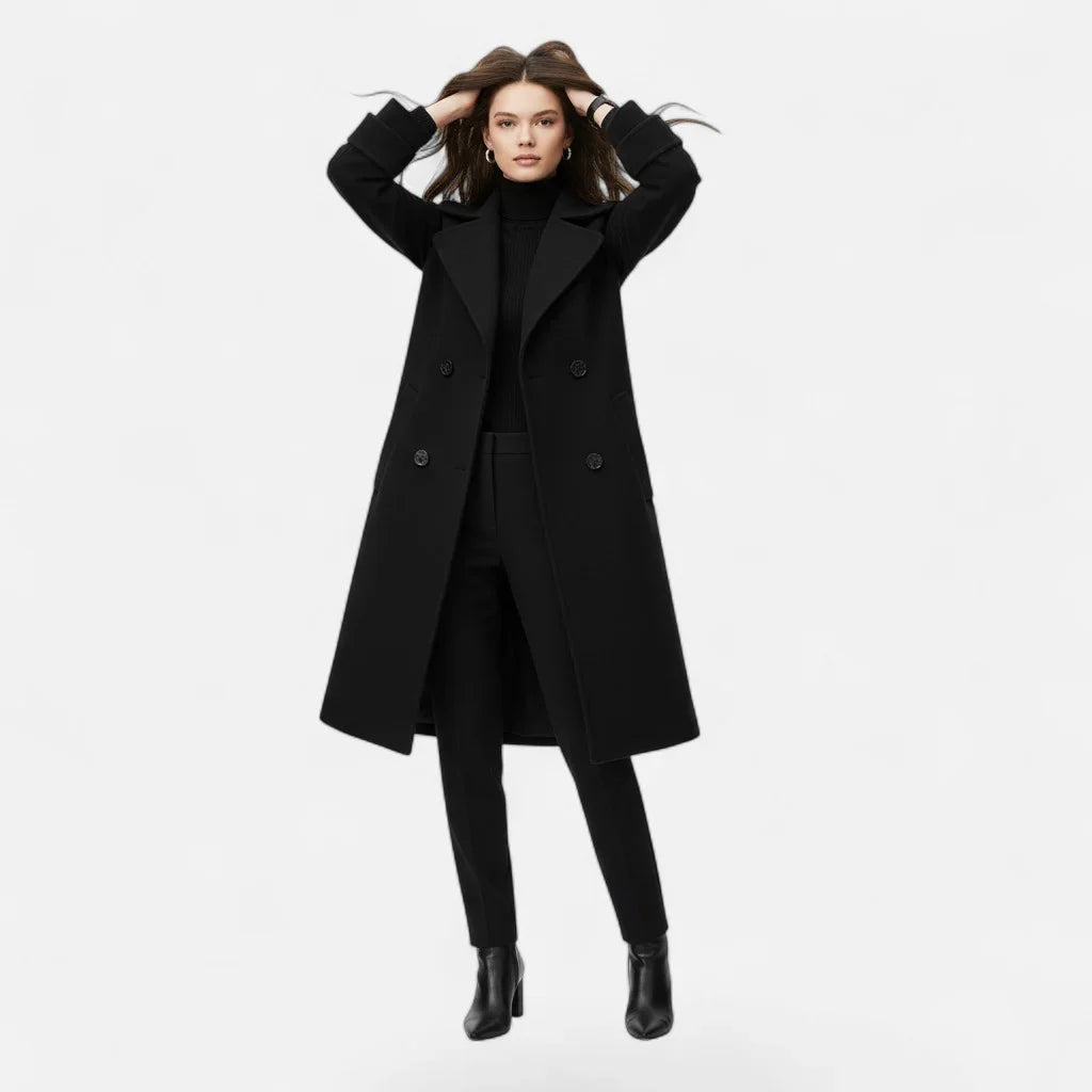 Heather | Women's Double Breasted Coat with Lapel Collar