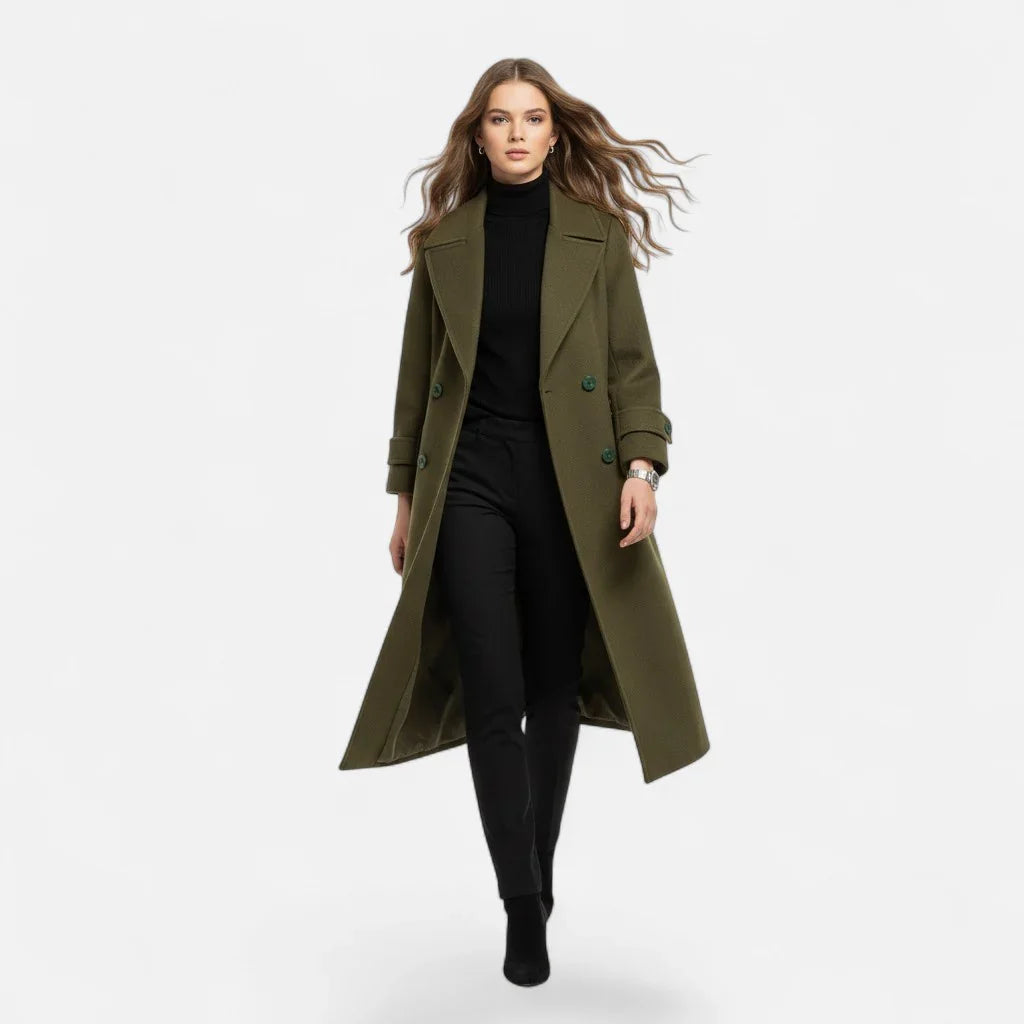 Heather | Women's Double Breasted Coat with Lapel Collar