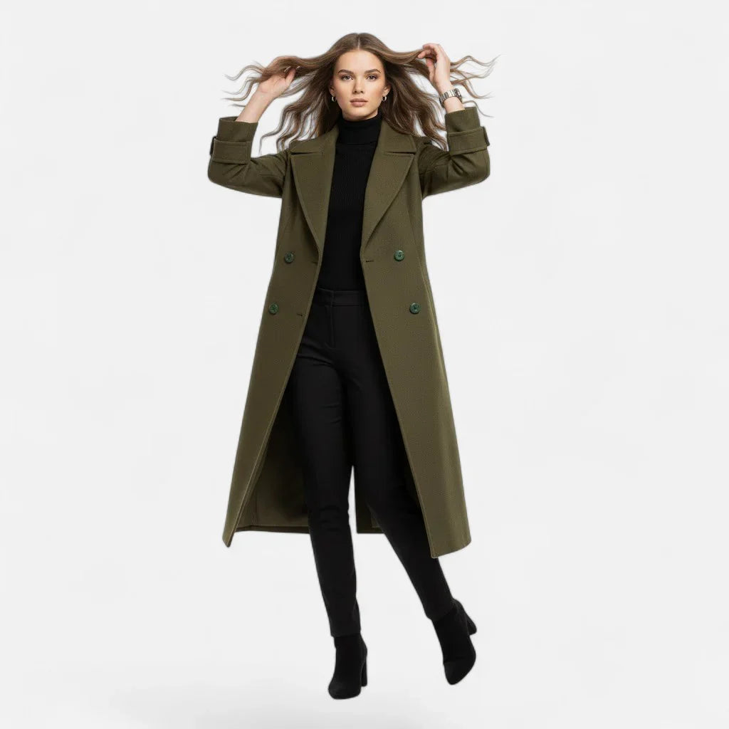 Heather | Women's Double Breasted Coat with Lapel Collar