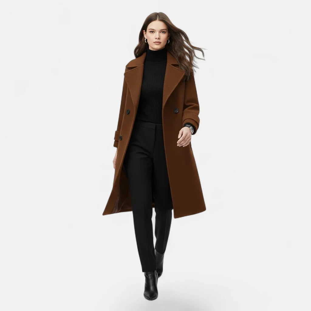 Heather | Women's Double Breasted Coat with Lapel Collar