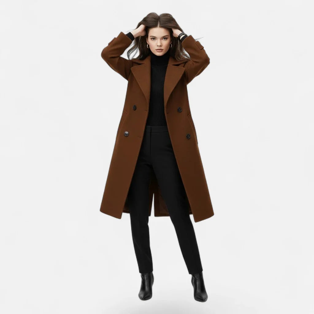 Heather | Women's Double Breasted Coat with Lapel Collar