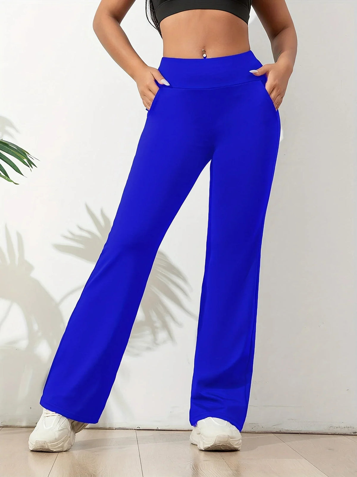 Helena | Women's Running Flare Legging Pants with Elastic Waist and Side Pockets