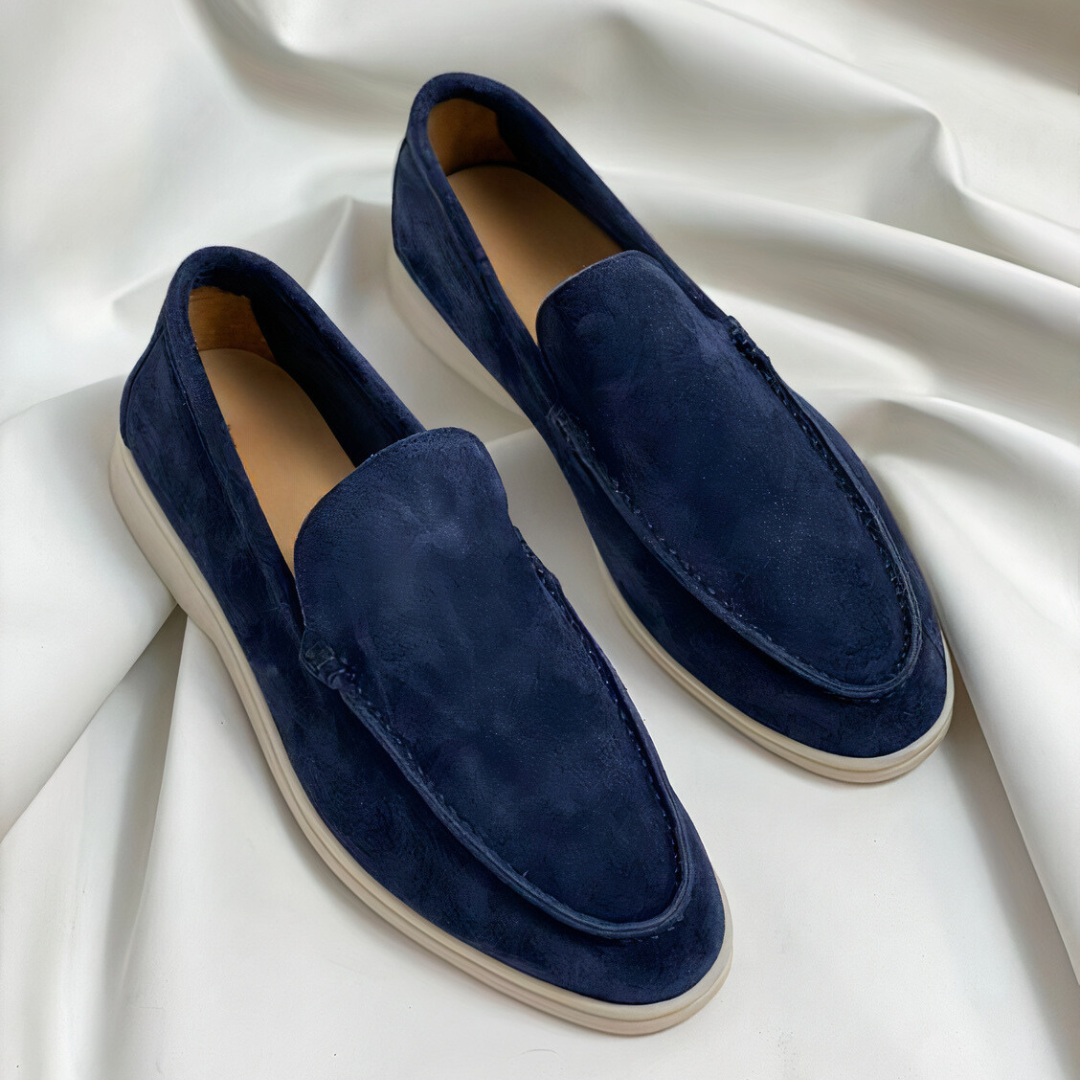 Men's Slip-On Loafers with Round Toe and Contrast Sole