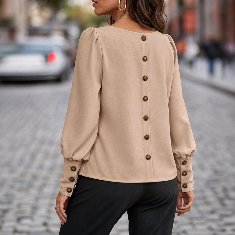 Women's Puff Sleeve Blouse in Lightweight Polyester