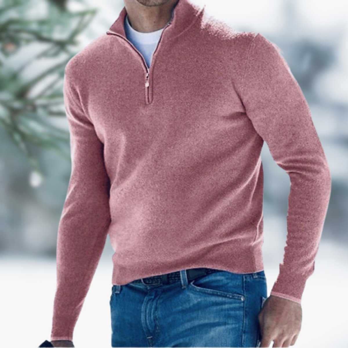 Alexander | Mens Fine-Knit Quarter-Zip Sweater — Elastic Cuffs with Modern Cut in 10 Colors S–5XL | Westmere