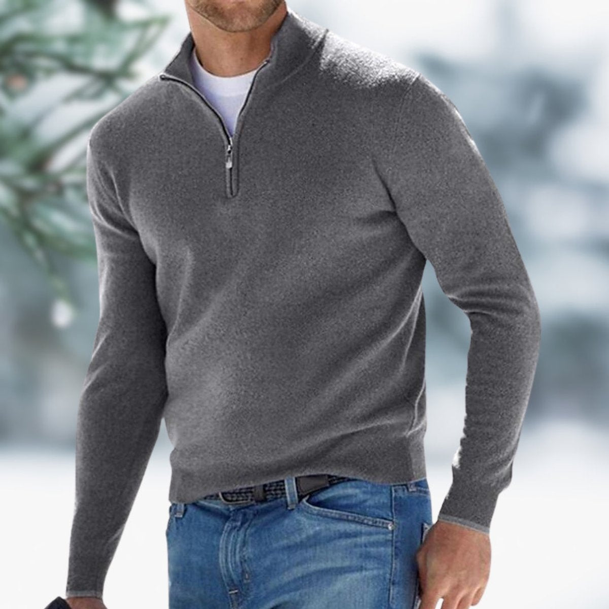 Alexander | Mens Fine-Knit Quarter-Zip Sweater — Elastic Cuffs with Modern Cut in 10 Colors S–5XL | Westmere