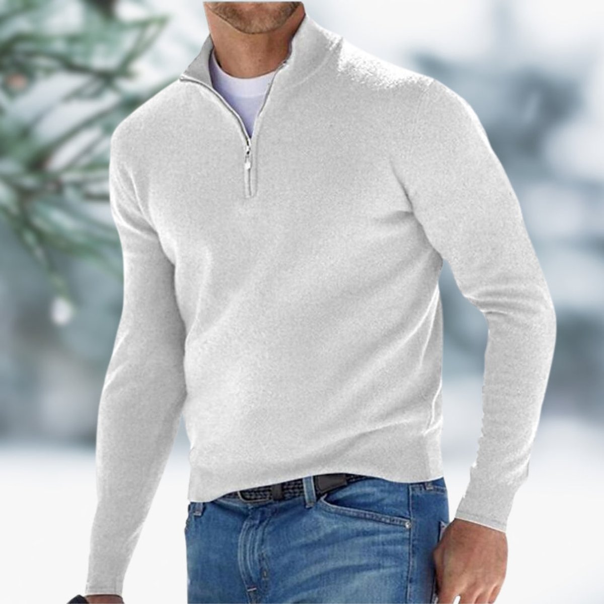 Alexander | Mens Fine-Knit Quarter-Zip Sweater — Elastic Cuffs with Modern Cut in 10 Colors S–5XL | Westmere
