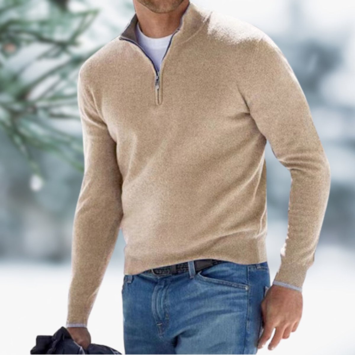 Alexander | Mens Fine-Knit Quarter-Zip Sweater — Elastic Cuffs with Modern Cut in 10 Colors S–5XL | Westmere