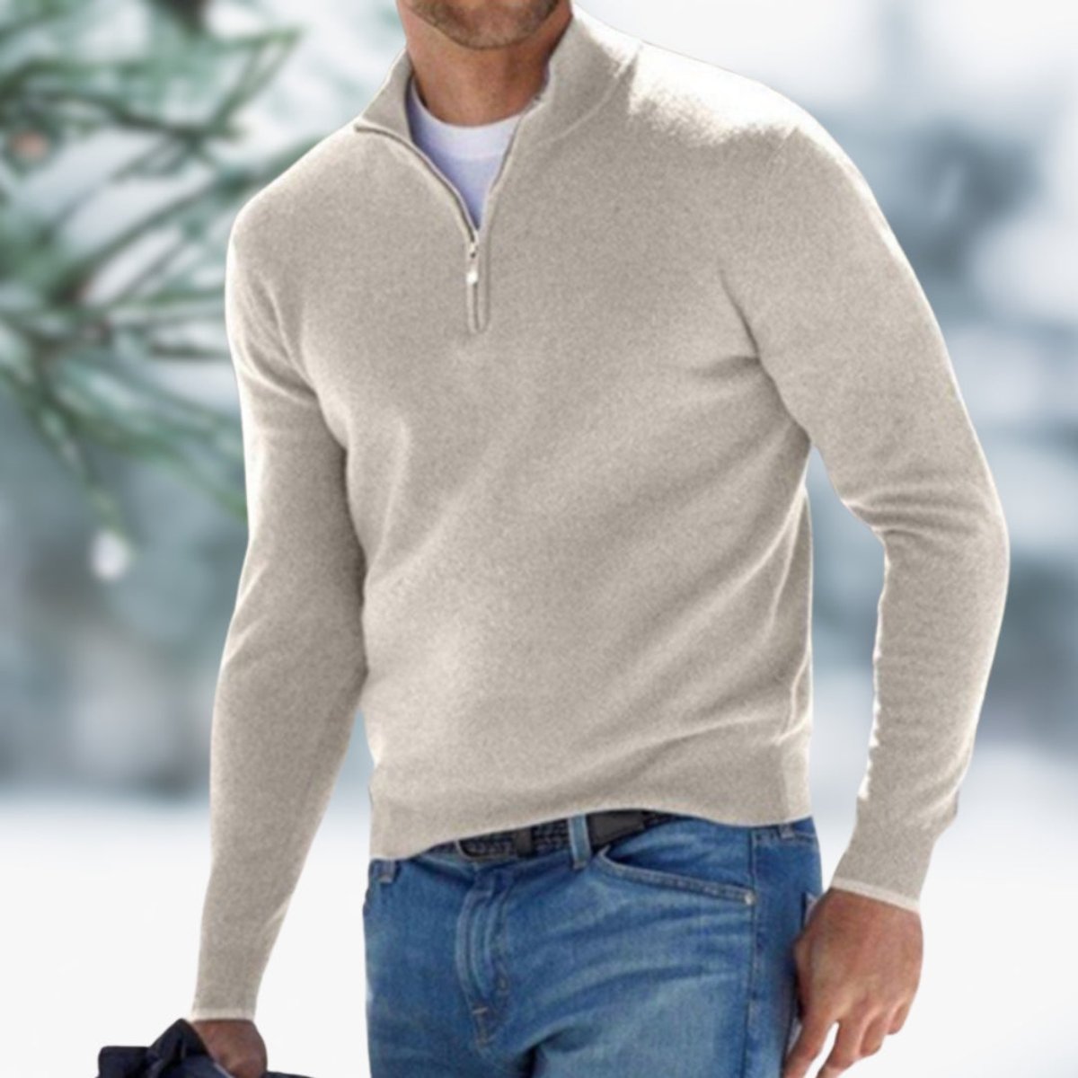Alexander | Mens Fine-Knit Quarter-Zip Sweater — Elastic Cuffs with Modern Cut in 10 Colors S–5XL | Westmere