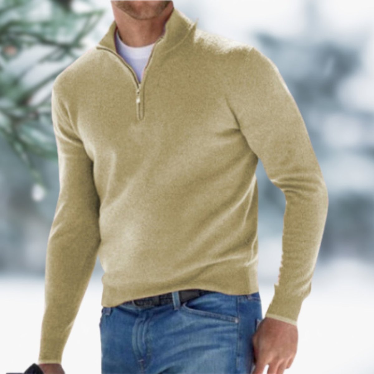 Alexander | Mens Fine-Knit Quarter-Zip Sweater — Elastic Cuffs with Modern Cut in 10 Colors S–5XL | Westmere