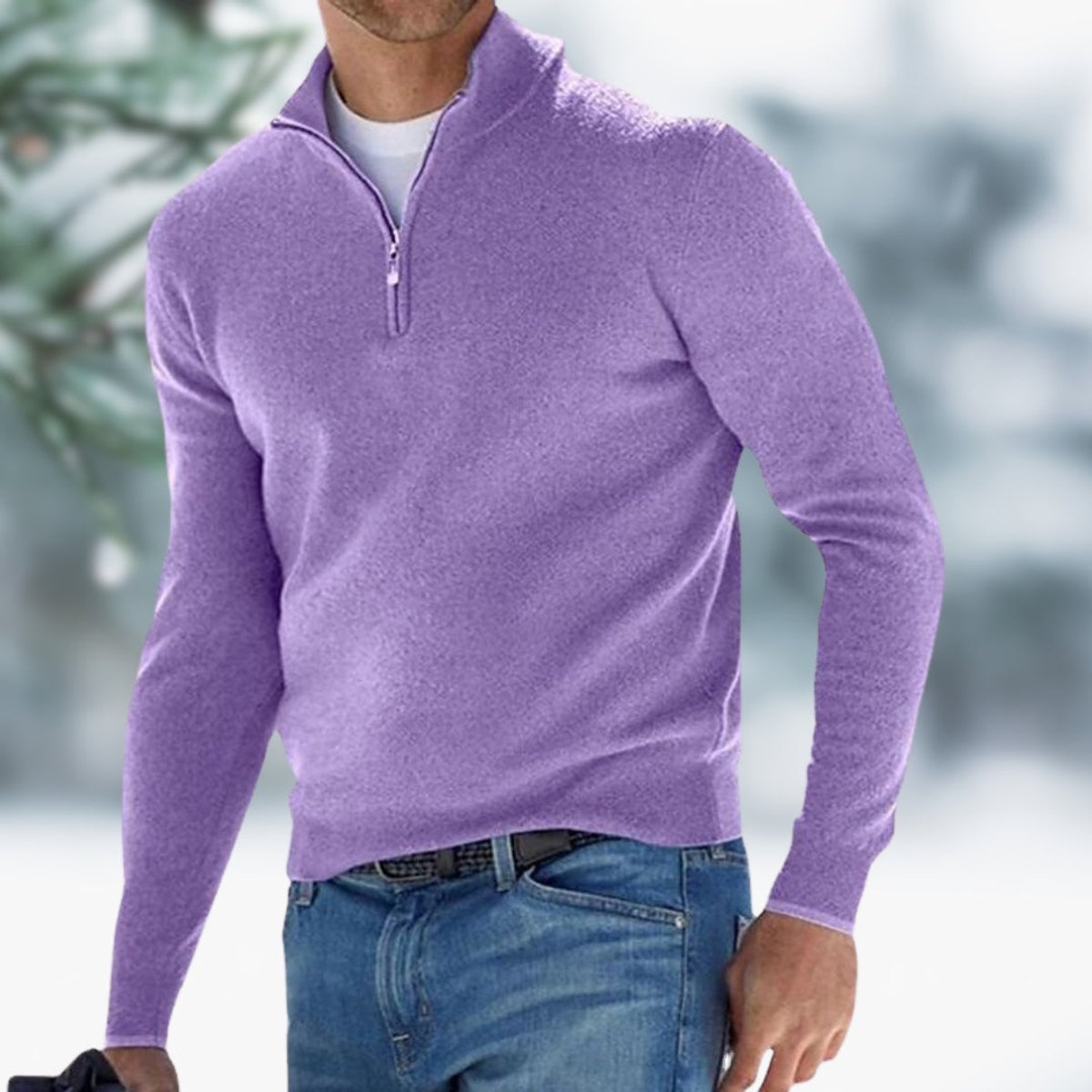Alexander | Mens Fine-Knit Quarter-Zip Sweater — Elastic Cuffs with Modern Cut in 10 Colors S–5XL | Westmere