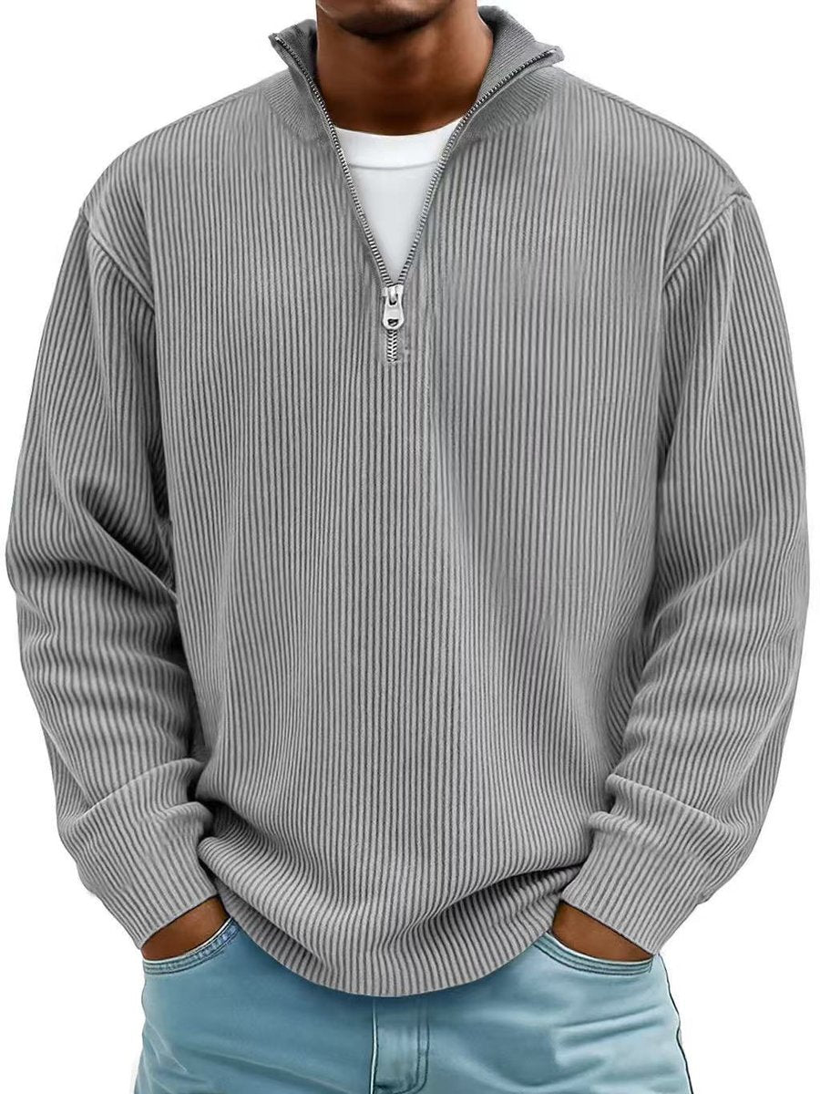 Fabian | Mens Ribbed Half-Zip Stand-Collar Sweater — Shape-Retaining Ribbed Knit in 10 Colors S–3XL | Westmere