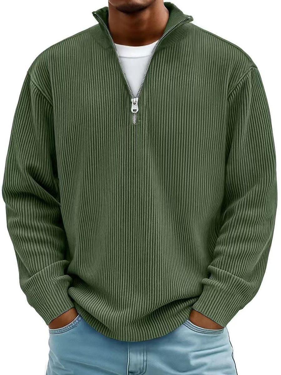 Fabian | Mens Ribbed Half-Zip Stand-Collar Sweater — Shape-Retaining Ribbed Knit in 10 Colors S–3XL | Westmere
