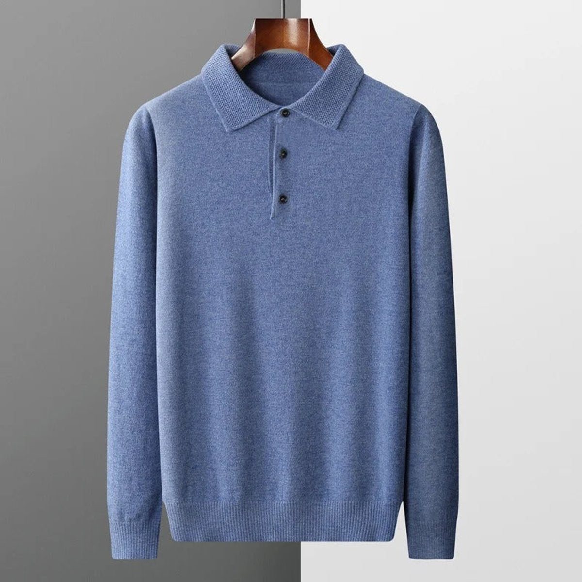 Sebastian | Mens Cashmere Polo Knit Sweater — Long-Sleeve Business Sweater with Button Placket in 5 Colors S–2XL | Westmere