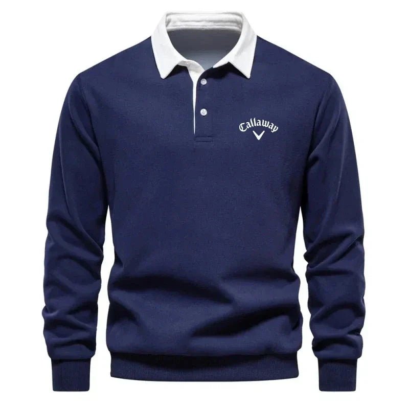 Sebastian | Mens Long-Sleeve Polo Sweater — Tailored Fit with Contrast Collar in 6 Colors S–2XL | Westmere