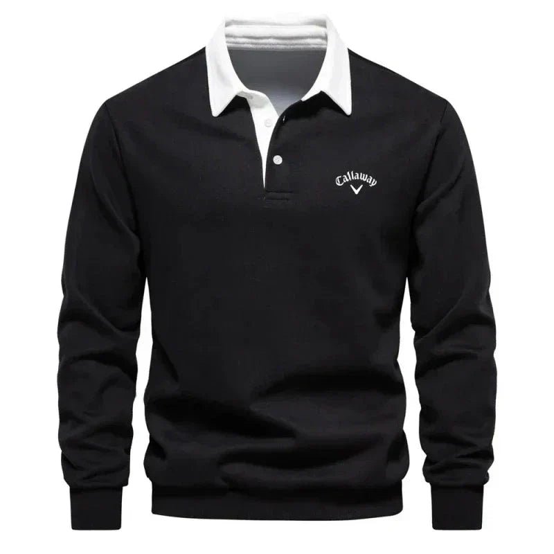 Sebastian | Mens Long-Sleeve Polo Sweater — Tailored Fit with Contrast Collar in 6 Colors S–2XL | Westmere