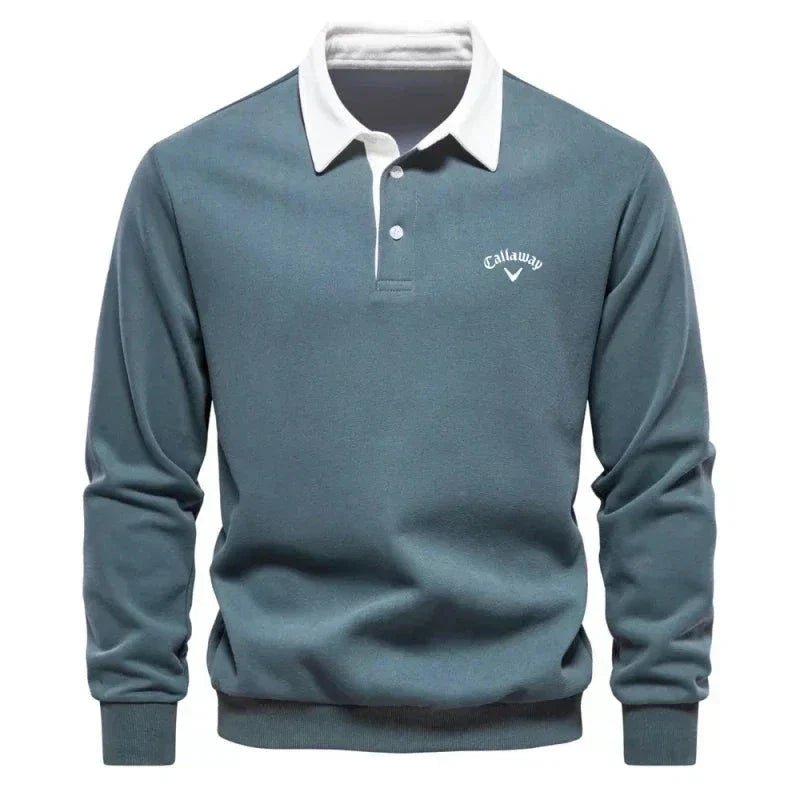 Sebastian | Mens Long-Sleeve Polo Sweater — Tailored Fit with Contrast Collar in 6 Colors S–2XL | Westmere